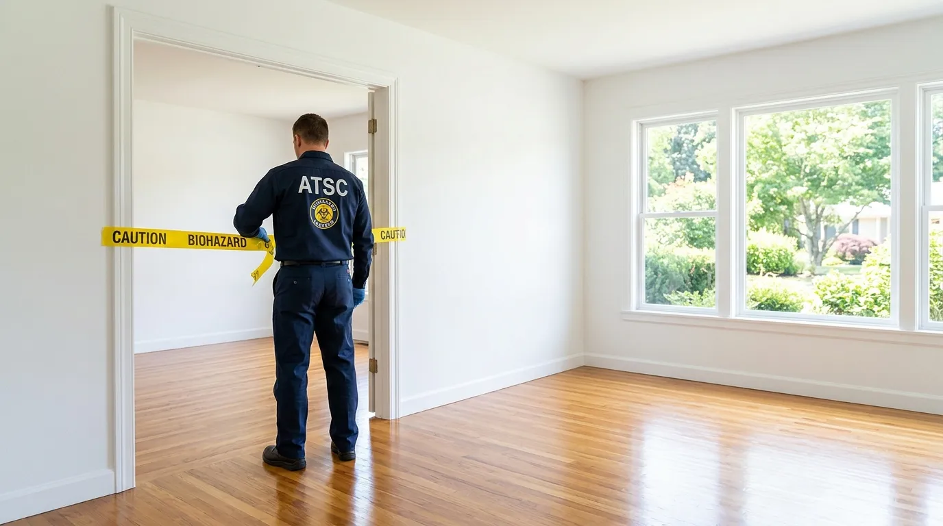 Certified biohazard cleanup crew performing Decomposition Cleanup in Ensley